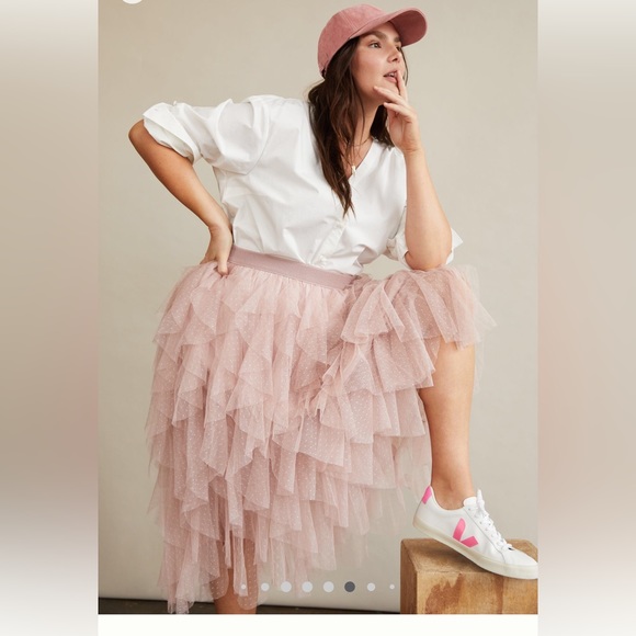 Anthropologie Pink Tulle ballerina skirt tiers NWT S 8-10 - Picture 3 of 12